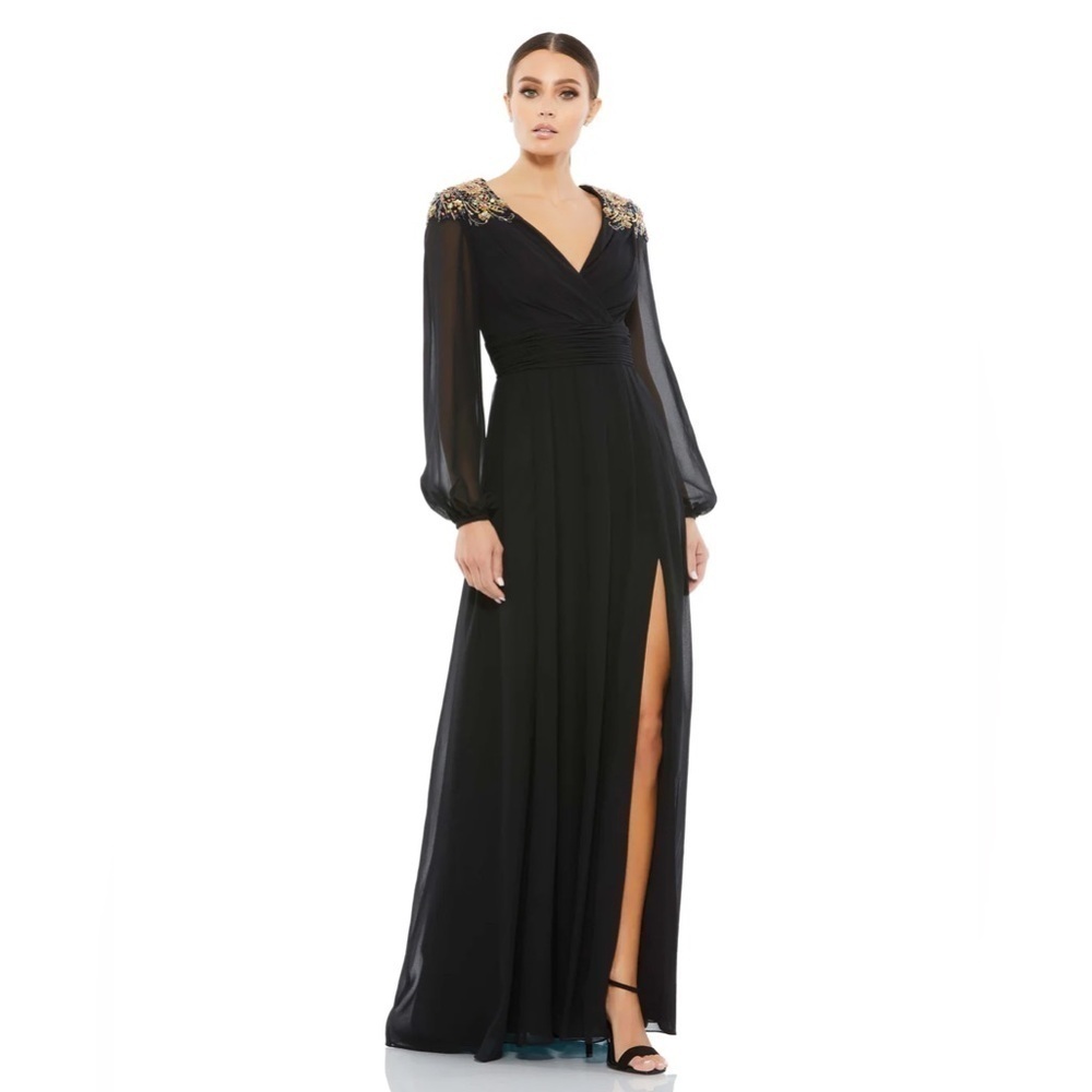 Mac Duggal 55694 NWOT TIE NECK TIERED HALTER GOWN